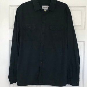 Goodfellow Flannel Shirt Mens L Button Front Forest Green Cotton Long Sleeve